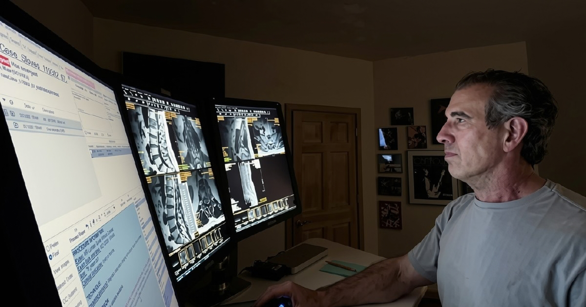 radiologist reading at home