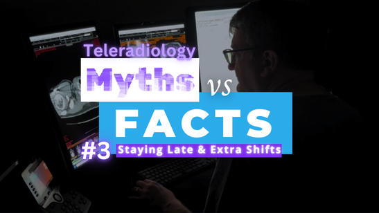 Man at his teleradiology job, reading images